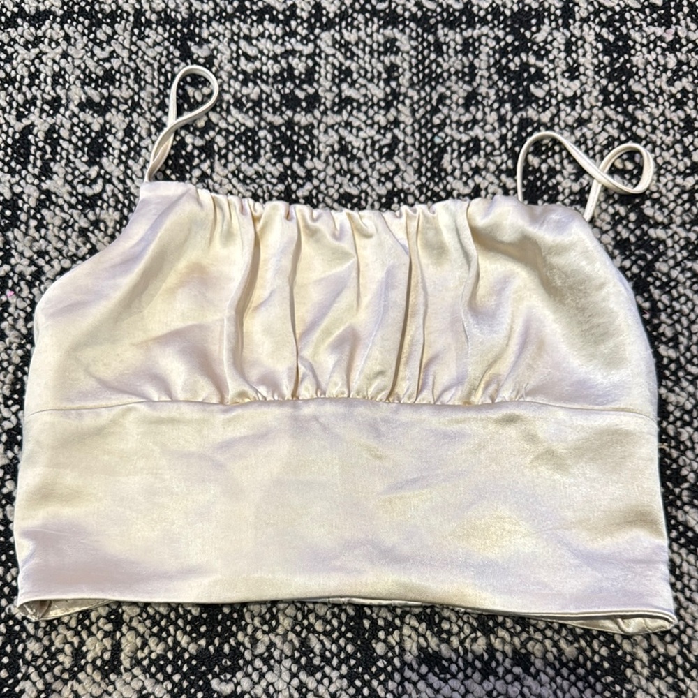 Elegant Cream Satin Crop Top